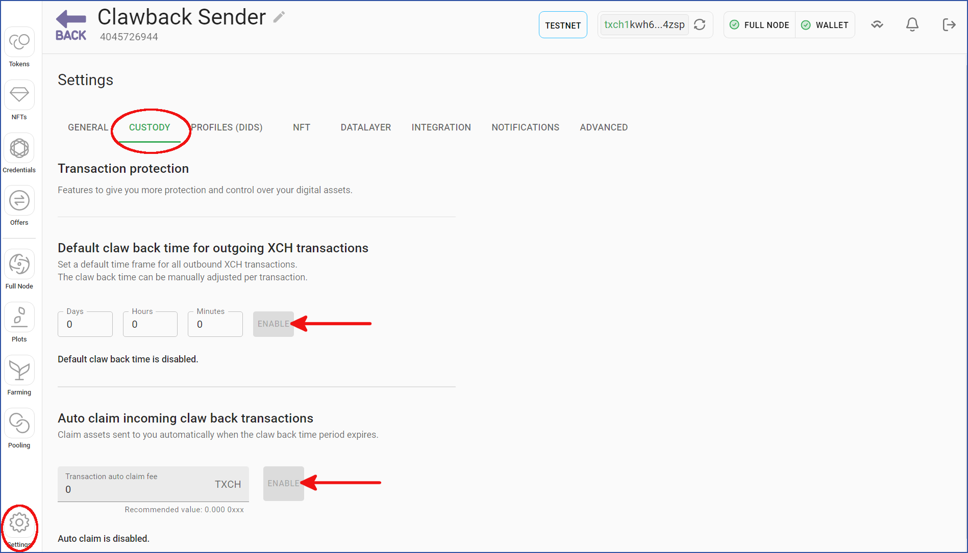 Configure default settings