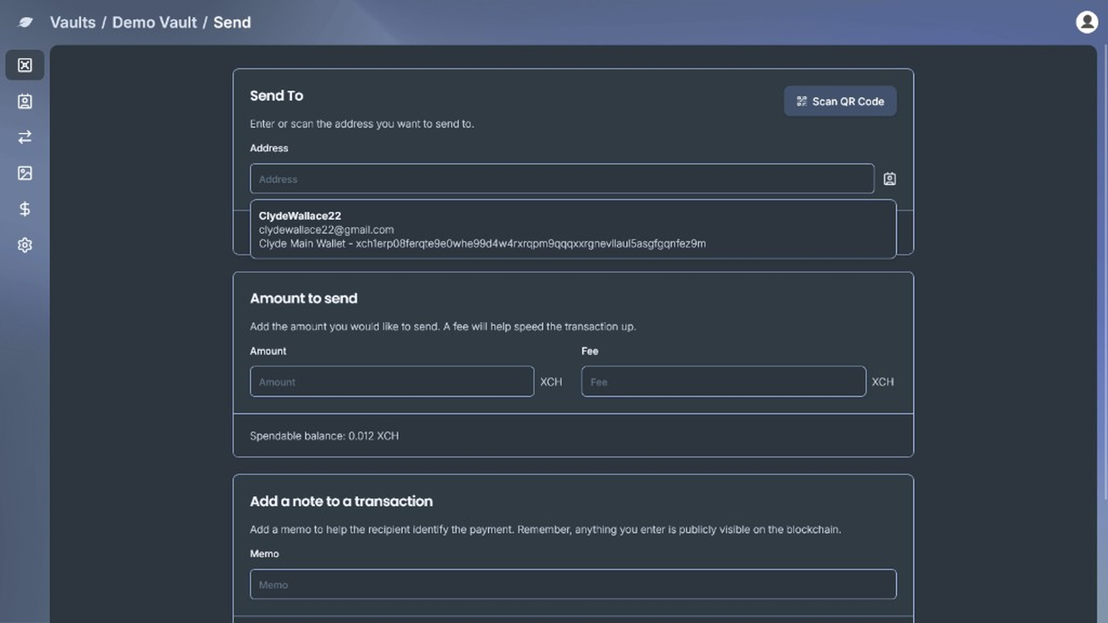Send To field with Address Book contact suggestions