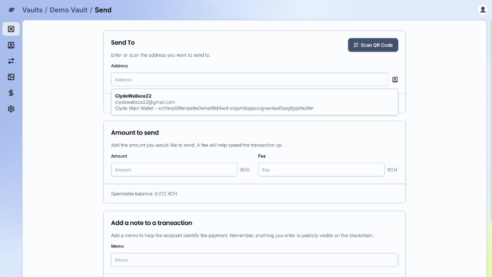 Send To field with Address Book contact suggestions