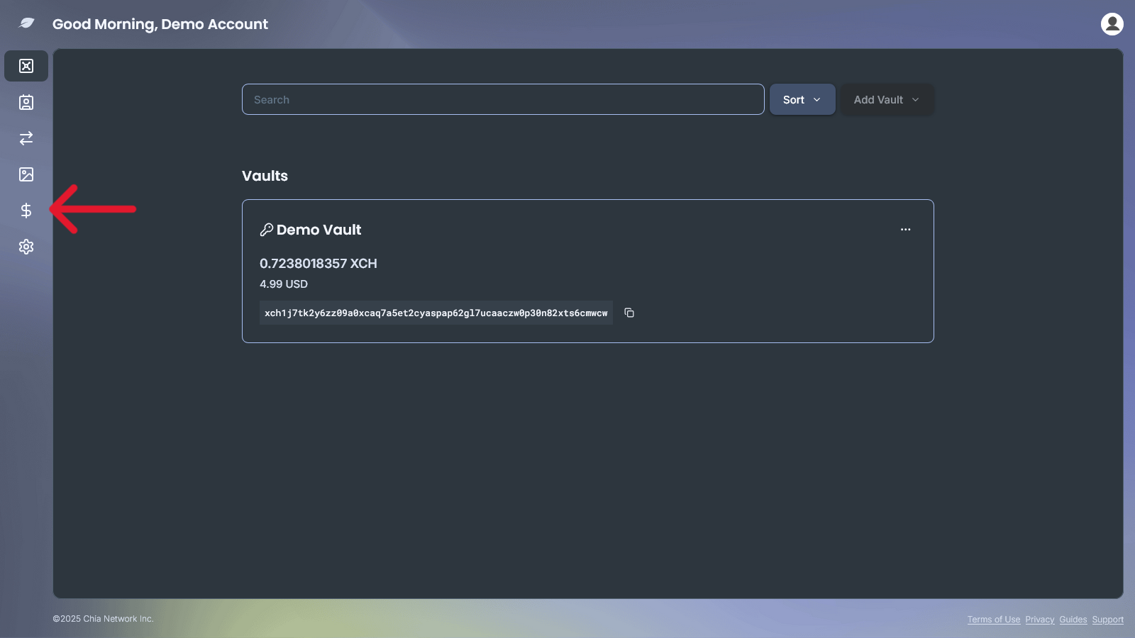 Navigate to Buy XCH screen